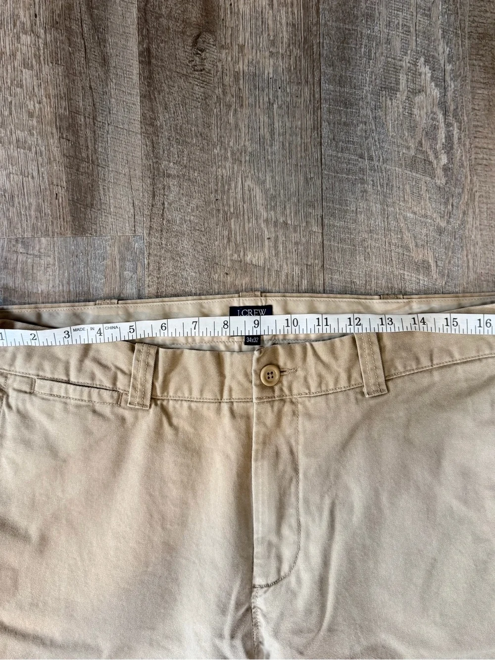 J Crew The Sutton Khaki Chino Pants Mens 34x32 With Fleece Gray Lining Warm
